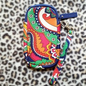 Vera Bradley "Venetian Paisley" Neoprene Tech Wristlet, GUC, Padded Small Pouch